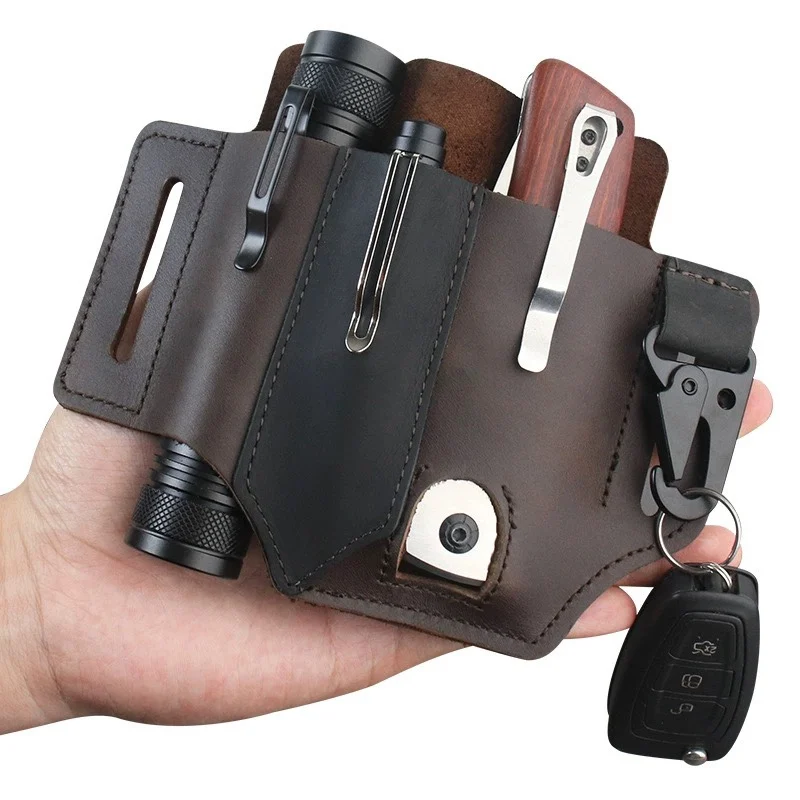 Поясная вешалка из воловьей ко – обзор и цена Leather Edc. Carry Pouch