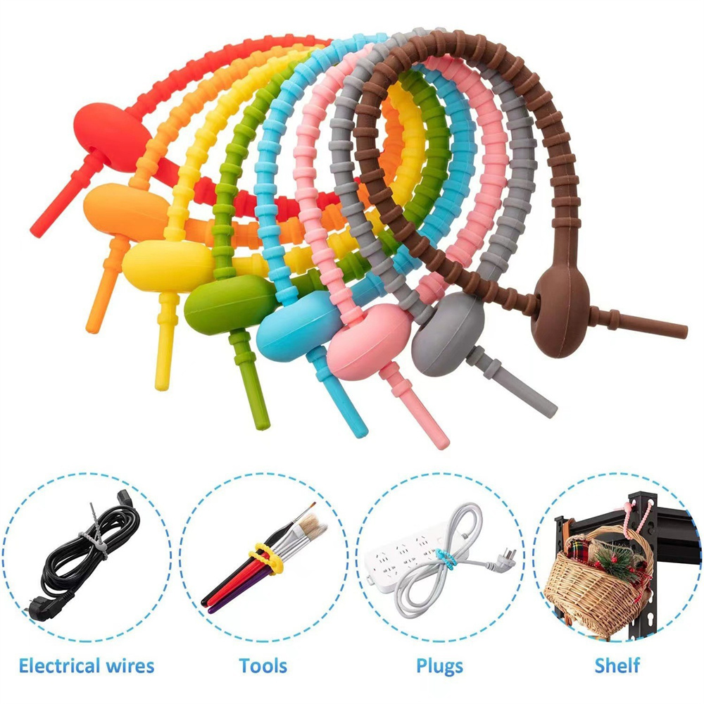 10 шт./лот, разноцветные силик – обзор и цена Gear Tie Reusable